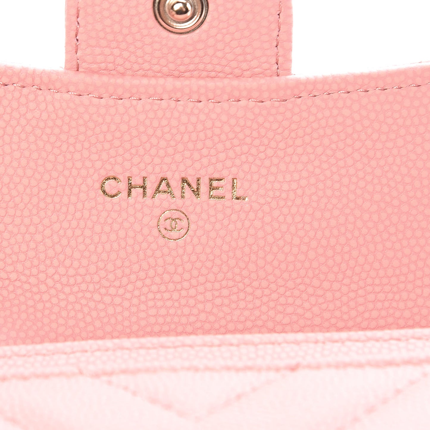 Caviar Chevron Quilted Card Holder Wallet Pink