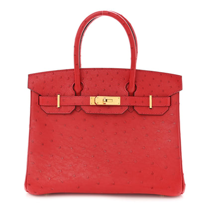 Hermes Ostrich Birkin 30 Rouge Vif 1 of 14