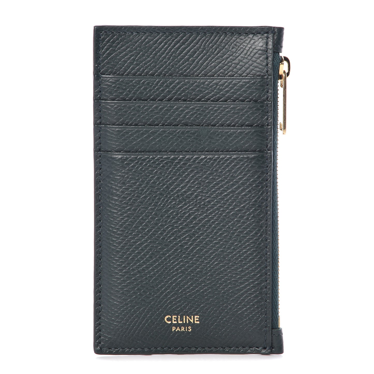 Grained Calfskin Zipped Card Holder Amazone