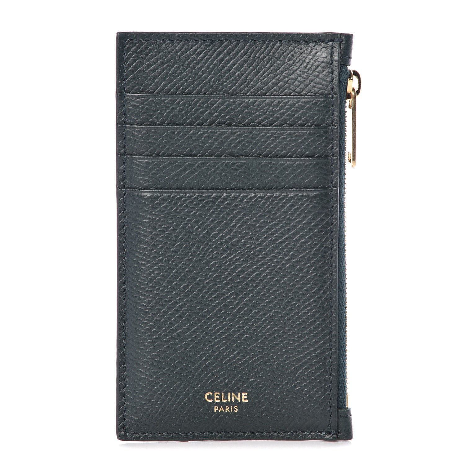 Celine Grained Calfskin Zipped Card Holder Amazone 1 of 9