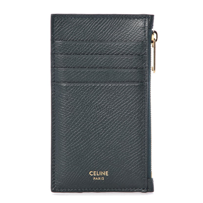 Celine Grained Calfskin Zipped Card Holder Amazone 1 of 9