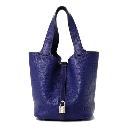 Hermes Taurillon Clemence Picotin Lock 22 MM Iris 1 of 14