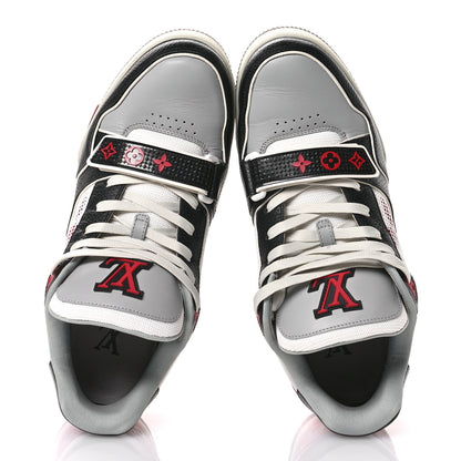 Louis Vuitton Calfskin Monogram Mens LV Trainer Sneakers 8 Grey Red Black 2 of 9