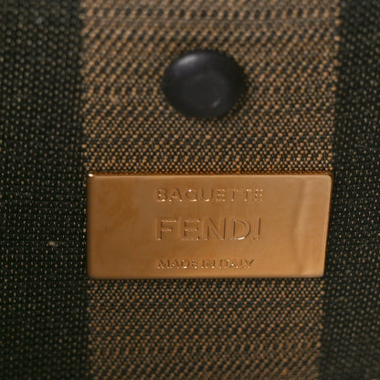 Fendi Fabric Jacquard Raffia Straw Pequin Gingham Woven Baguette Beige Black Natural 6 of 8