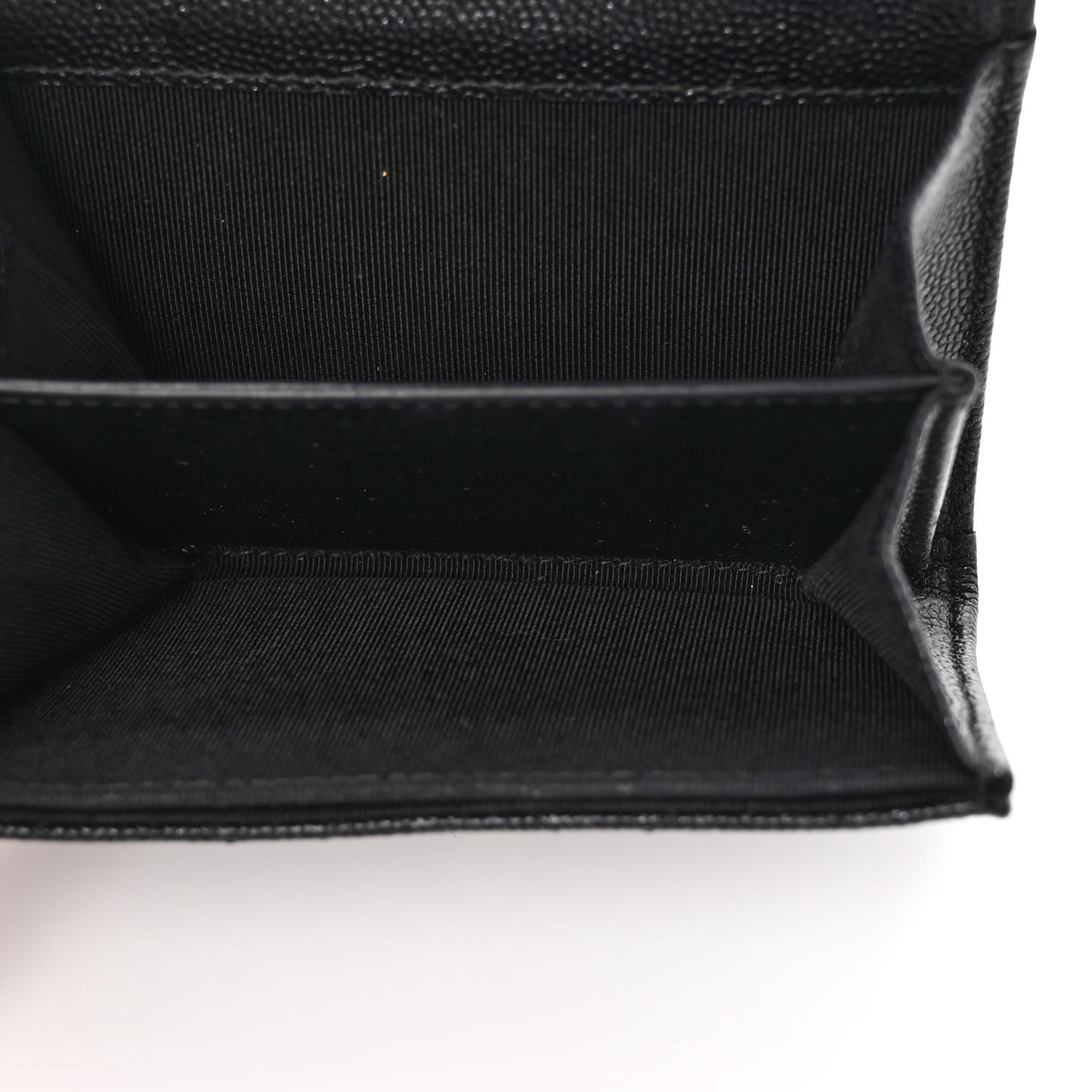 Iridescent Caviar Quilted Flap Card Holder Wallet Black