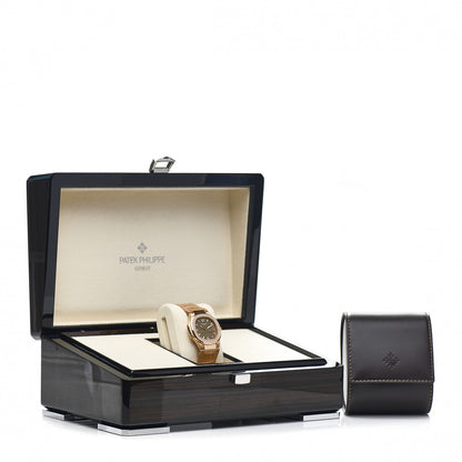 Patek Philippe 18K Rose Gold Alligator Diamond 32mm Nautilus Quartz Watch Brown 7010/1R-012 5 of 5