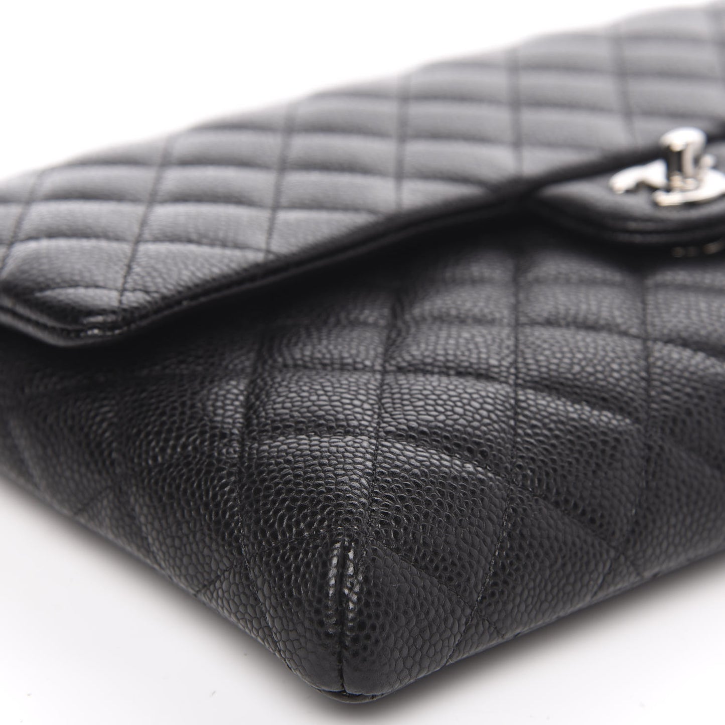 Caviar Quilted Flap Clutch Black