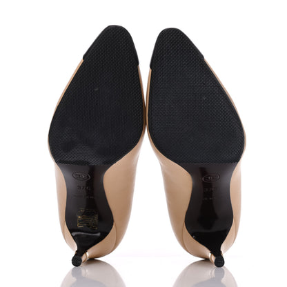 Chanel Lambskin Cap Toe CC Pumps 37 Beige Black 5 of 15