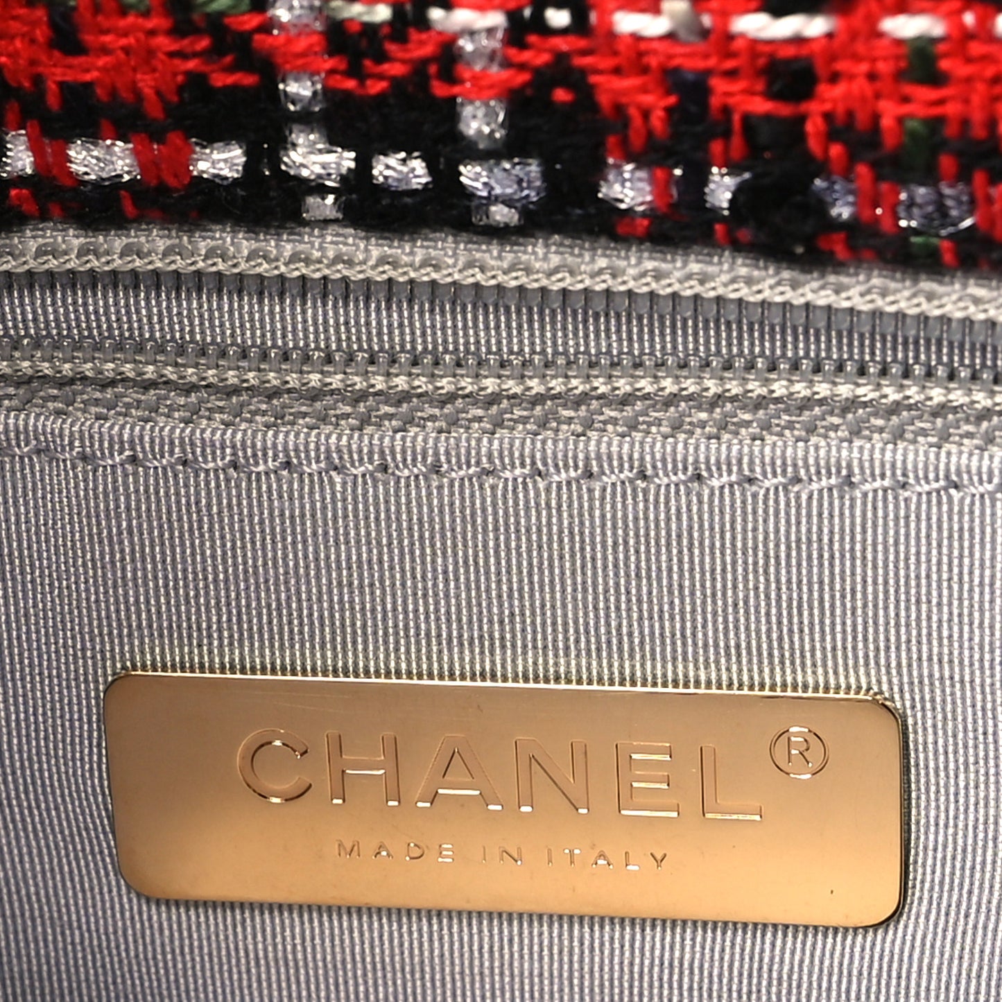 Tweed Quilted Medium Chanel 19 Flap Red Black