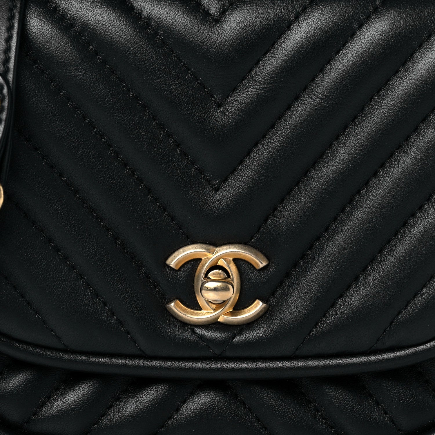 Chanel Lambskin Reverse Chevron Quilted Mini Round Top Handle Flap Black 8 of 10
