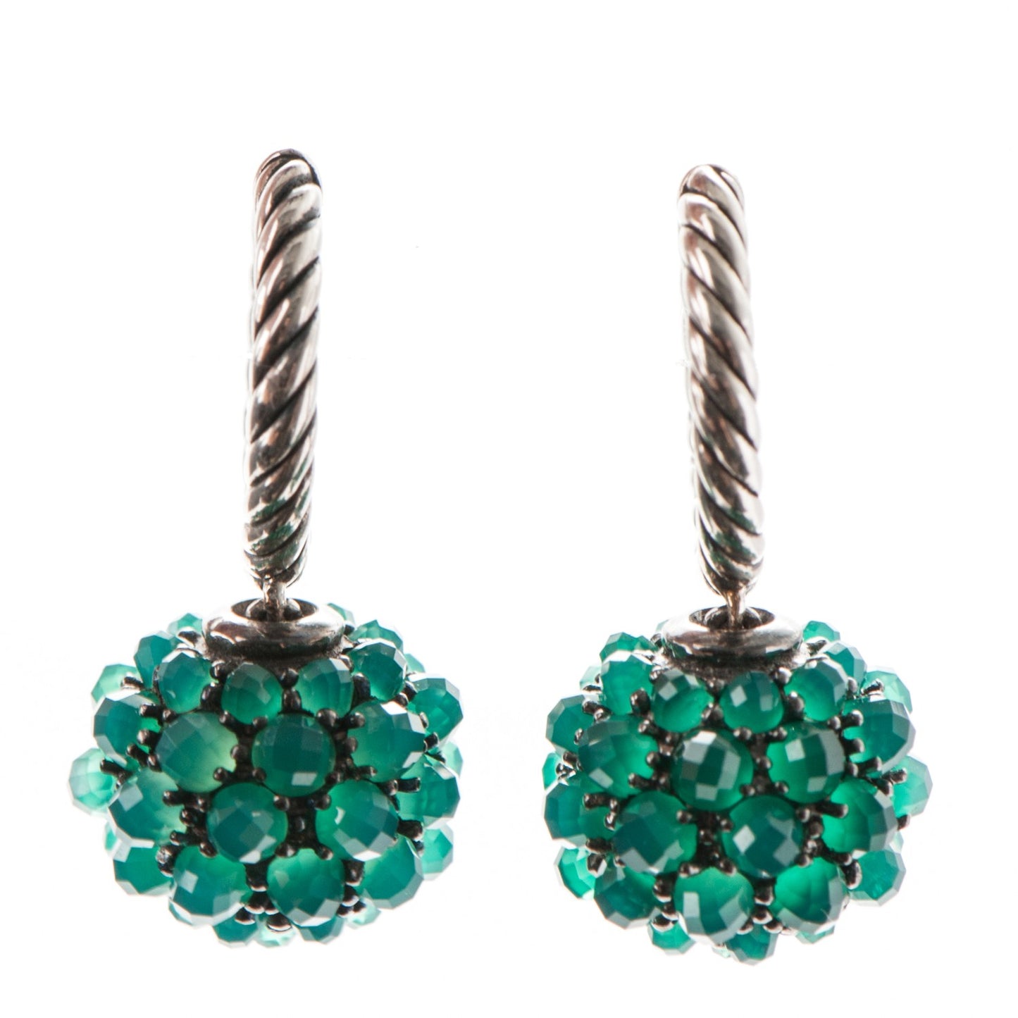 Sterling Silver Green Onyx 26mm Osetra Earrings