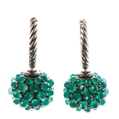 David Yurman Sterling Silver Green Onyx 26mm Osetra Earrings 1 of 3