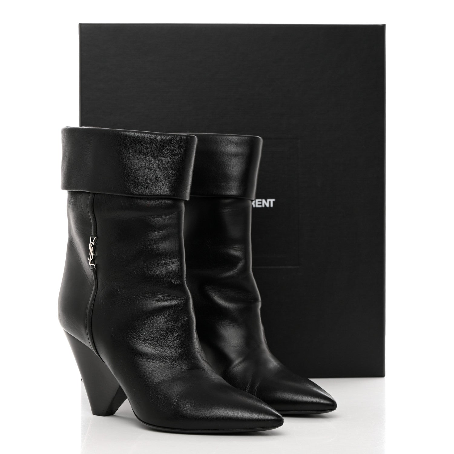 Saint Laurent Calfskin Liz 85 Wedge Booties 36 Black 8 of 8