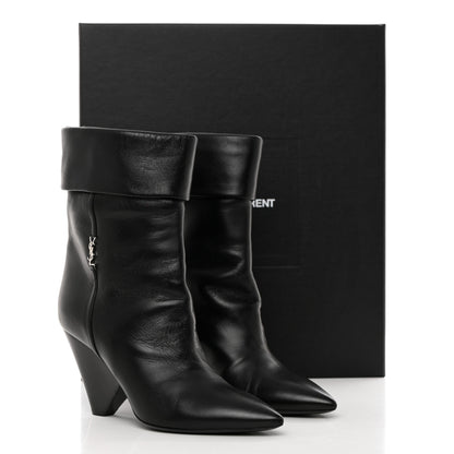 Saint Laurent Calfskin Liz 85 Wedge Booties 36 Black 8 of 8