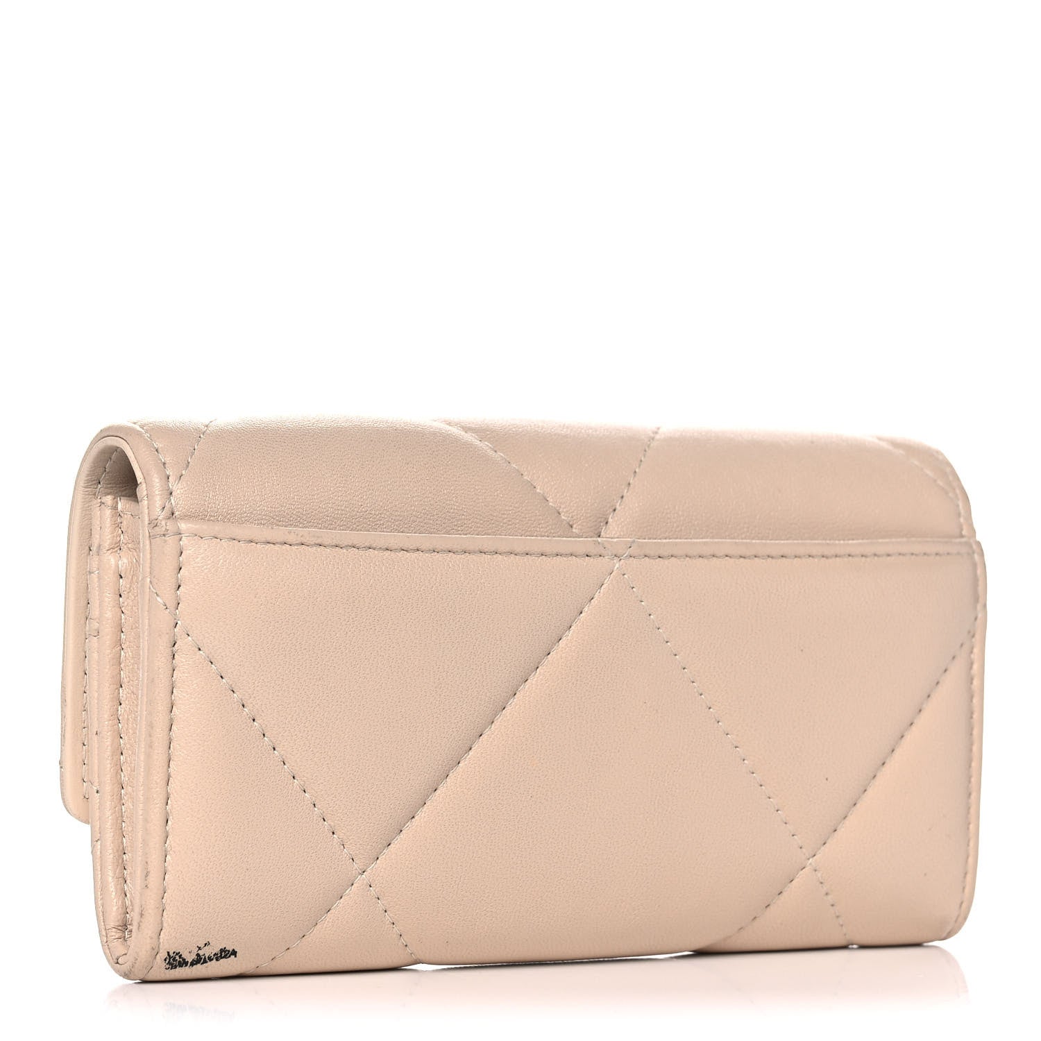 Chanel Shiny Goatskin Quilted Chanel 19 Flap Wallet Beige 3 of 13