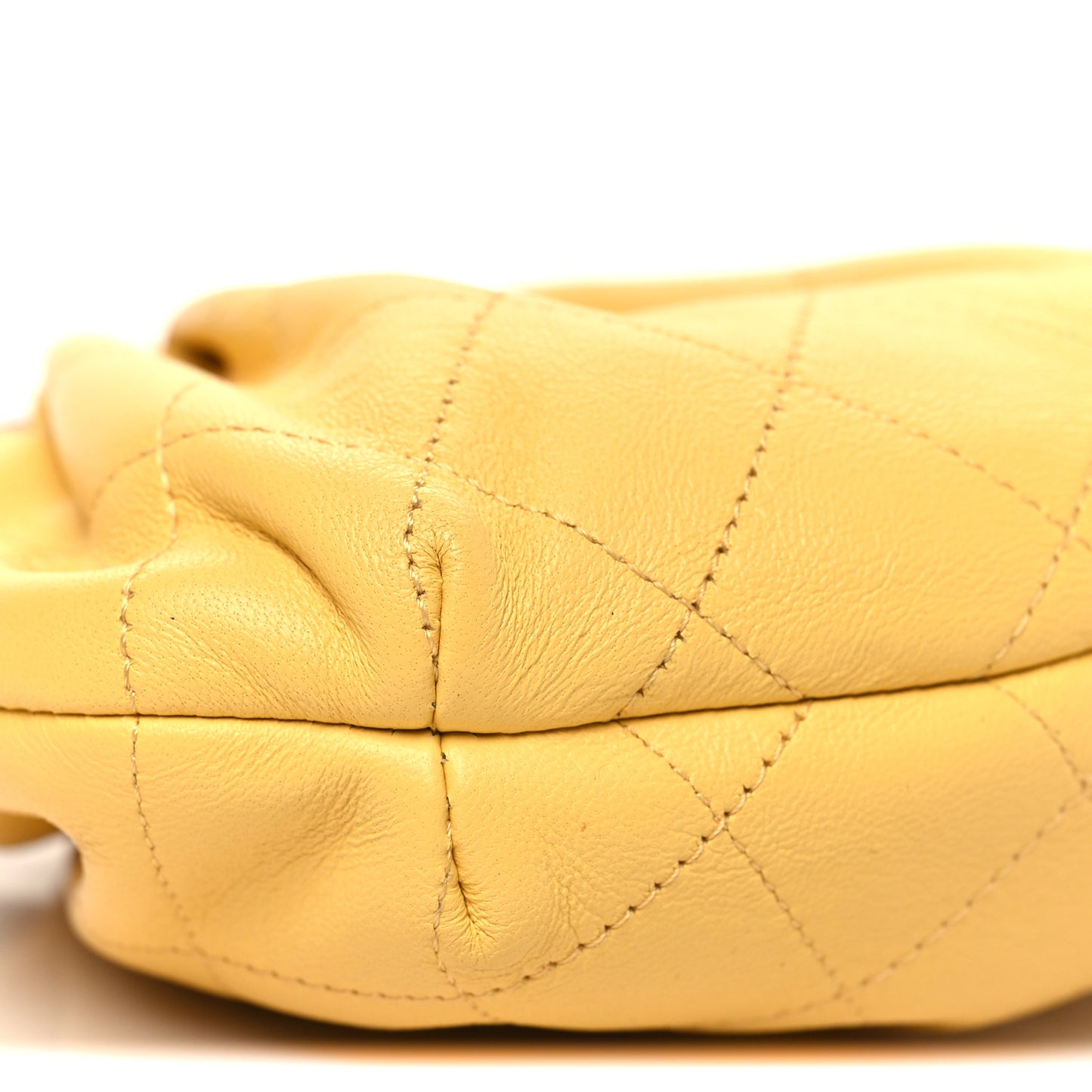 Lambskin Plexiglass Tortoise Shell Quilted Mini Pouch Yellow