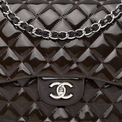 Chanel Patent Quilted Jumbo Single Flap Dark Purple 7 of 10