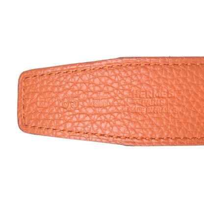 Hermes Box Taurillon Clemence 32mm H Belt 85 Orange Black 5 of 9