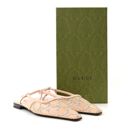 Gucci Suede Mesh Crystal GG Monogram Slingback Ballet Flats 36.5 Light Powder Skin Rose 9 of 9