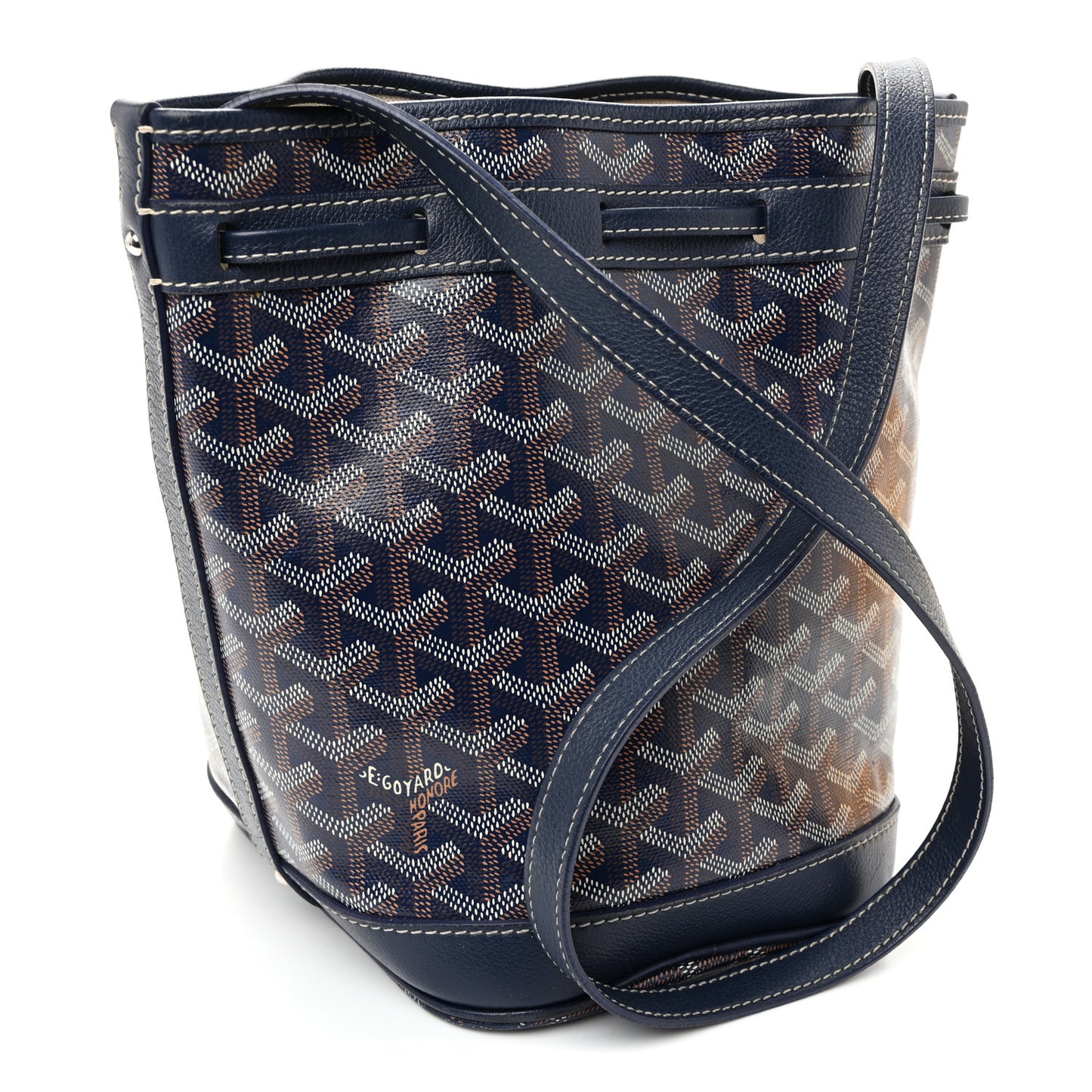 Goyardine Petit Flot Bucket Bag PM Navy