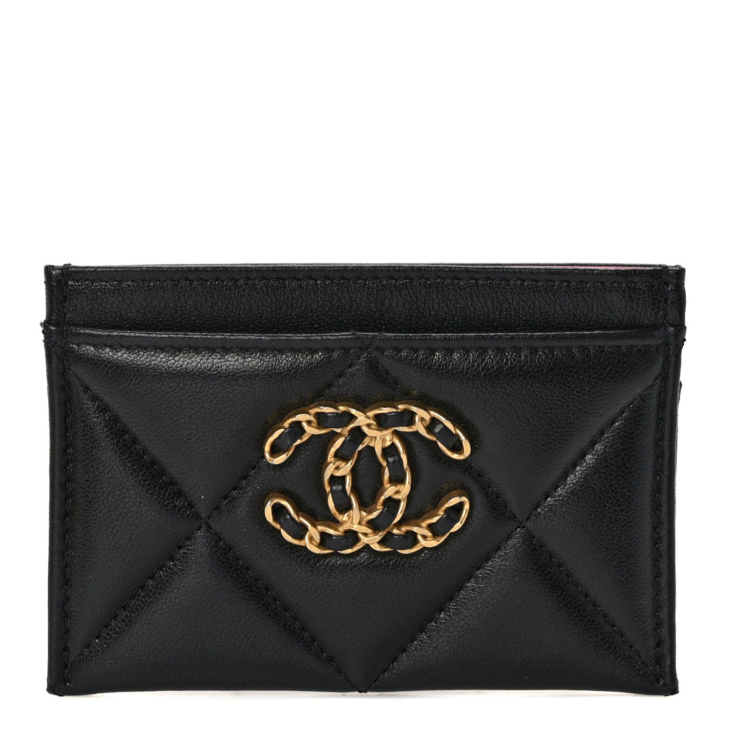 Chanel Lambskin Quilted Chanel 19 Card Holder Black 1 of 8