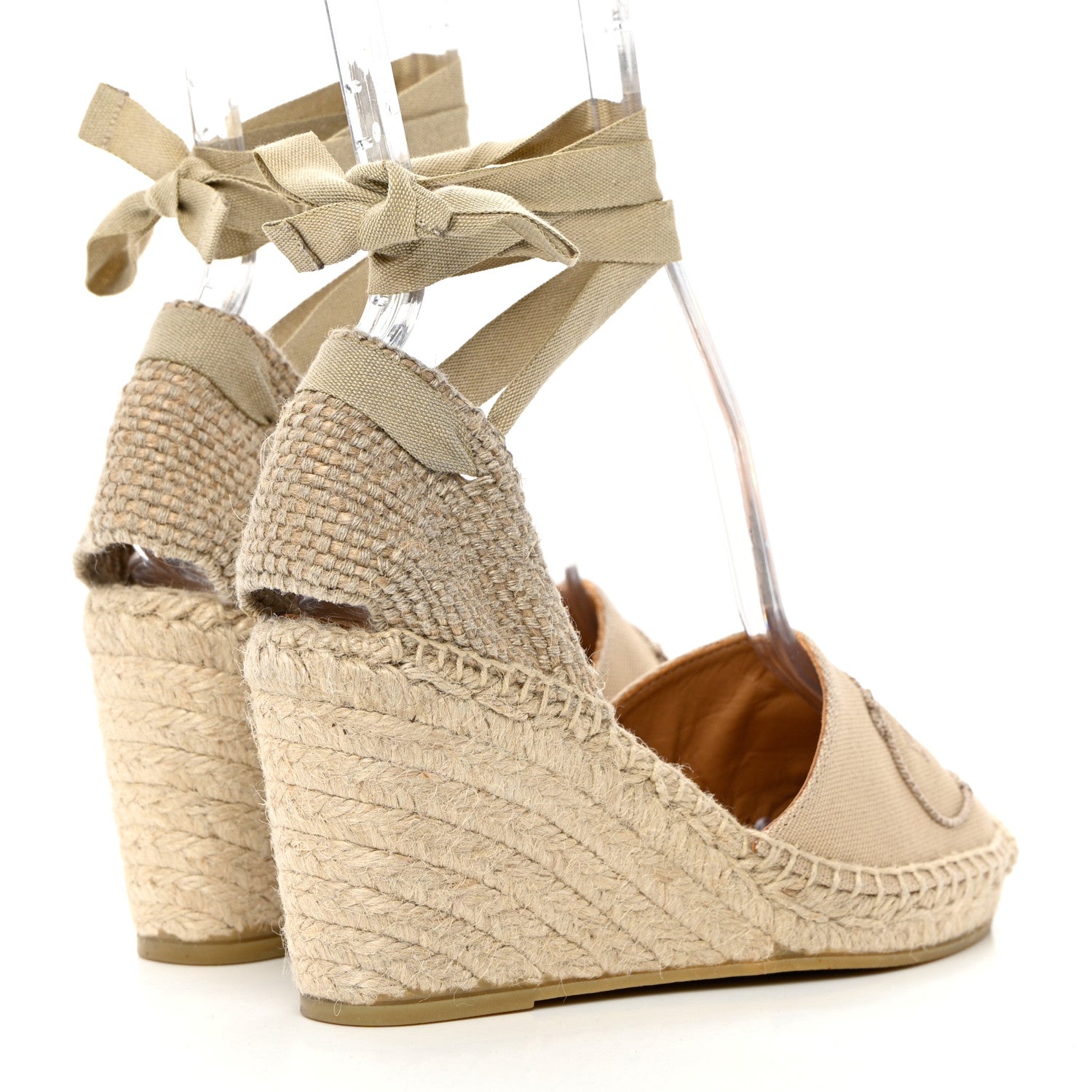 Prada Linen Logo Espadrille 90mm Wedge Sandals 36 4 of 9