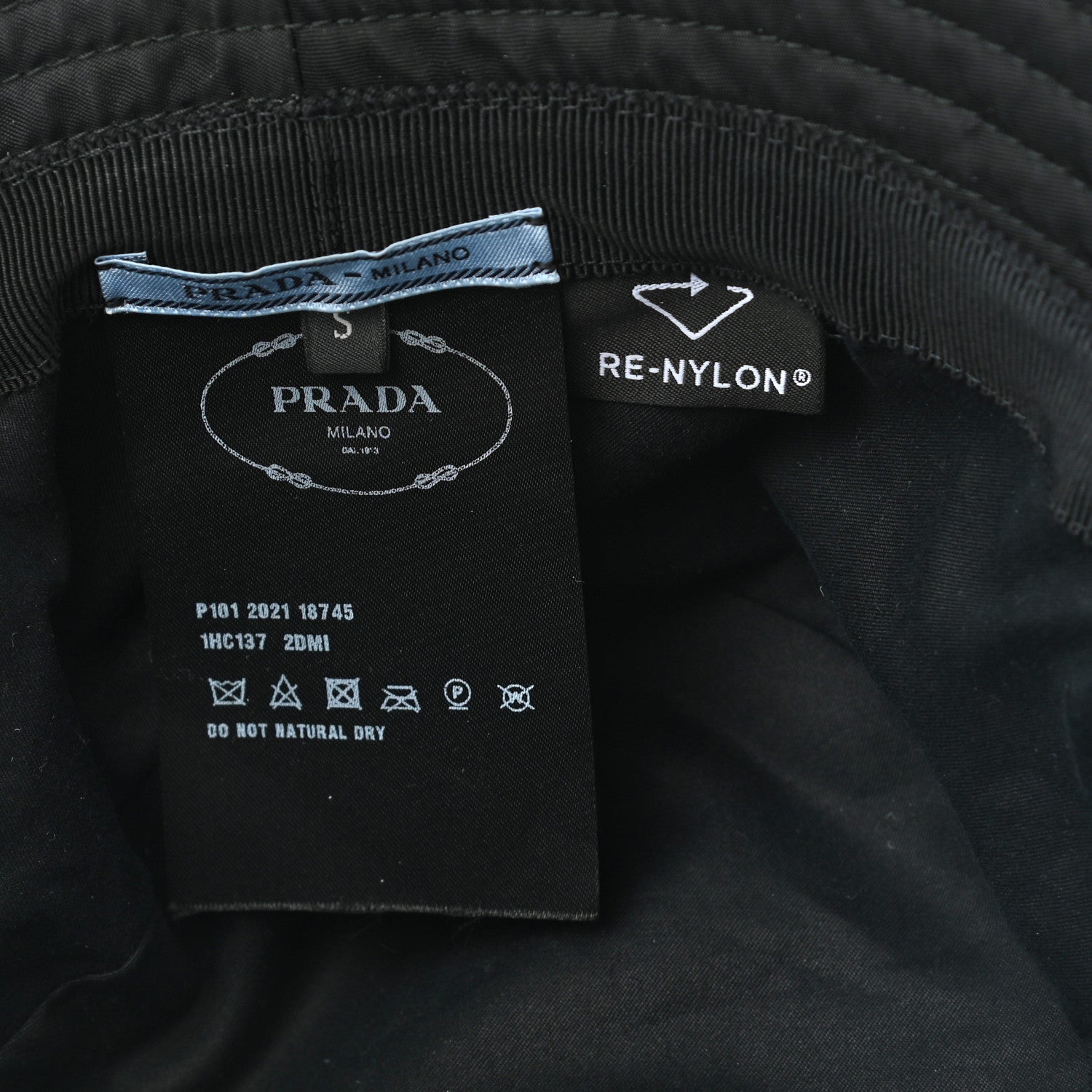 Prada Re-Nylon Metal Triangle Logo Womens Bucket Hat S Black 8 of 8