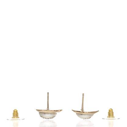 Chanel Metal Resin Crystal CC Earrings Gold 3 of 4