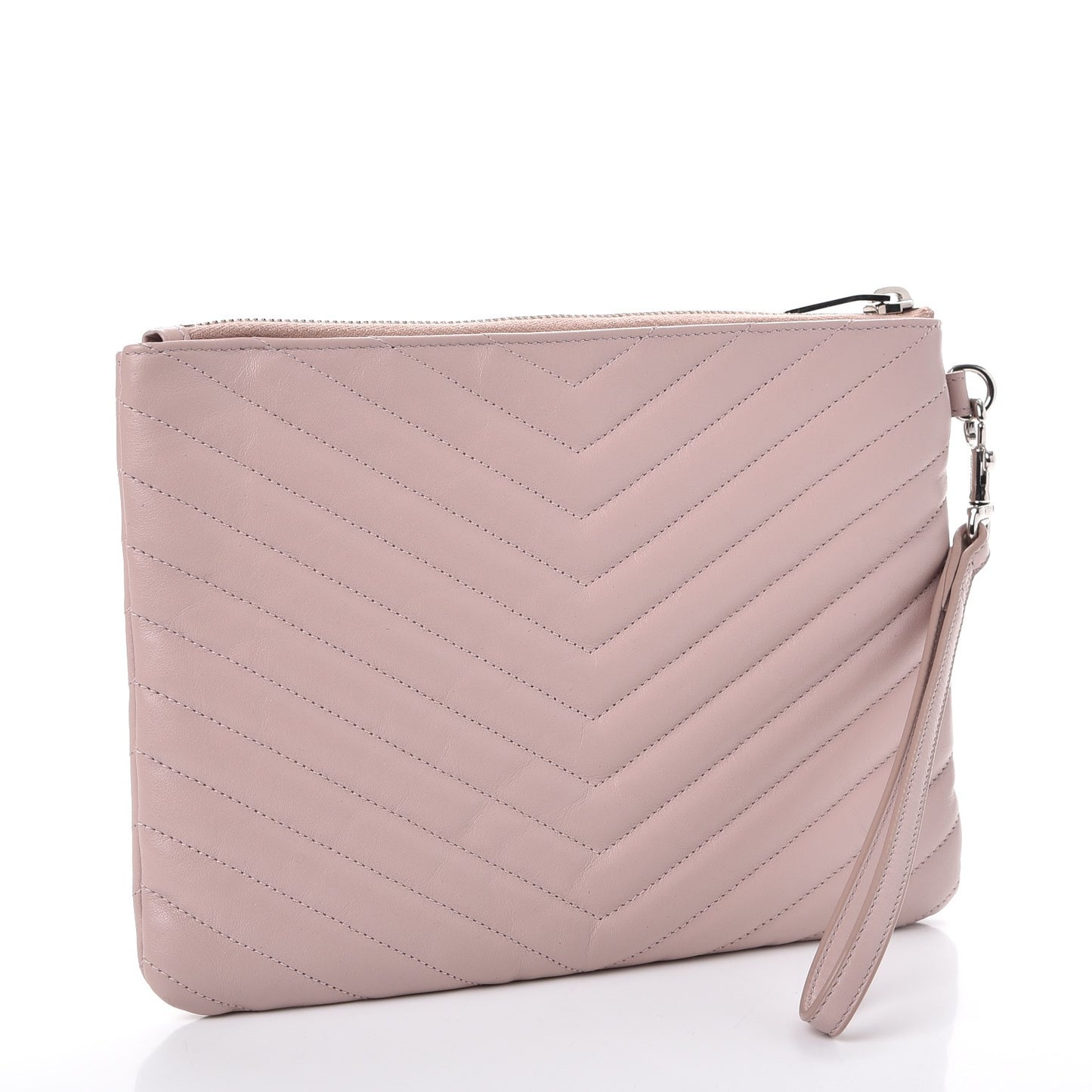 Calfskin Matelasse Chevron Monogram A5 Wristlet Rose Poudre