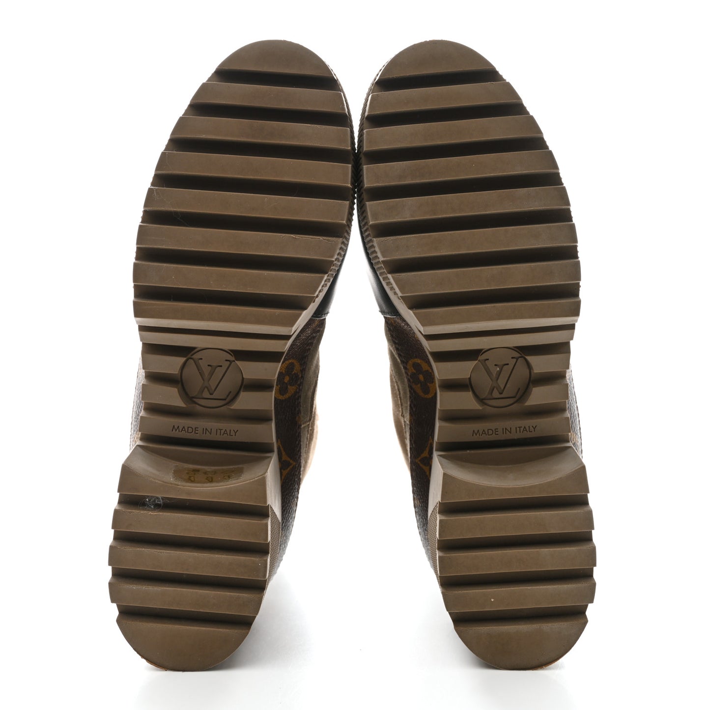 Suede Calfskin Monogram Laureate Platform Desert Boots 40 Taupe