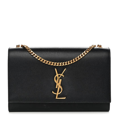 Saint Laurent Grain De Poudre Medium Classic Monogram Kate Satchel Black 1 of 14