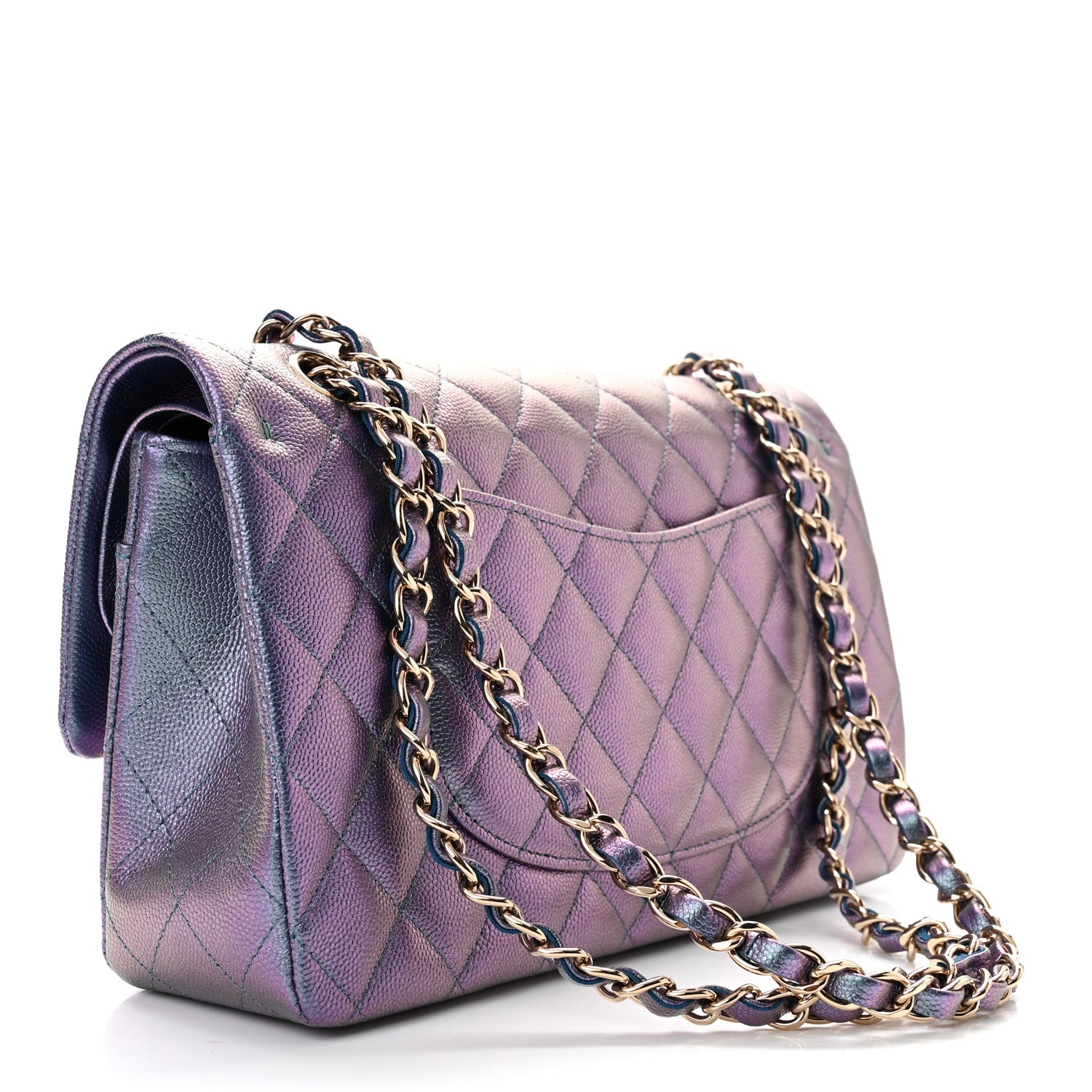 Chanel Iridescent Caviar Quilted Medium Double Flap Dark Blue 3 of 11