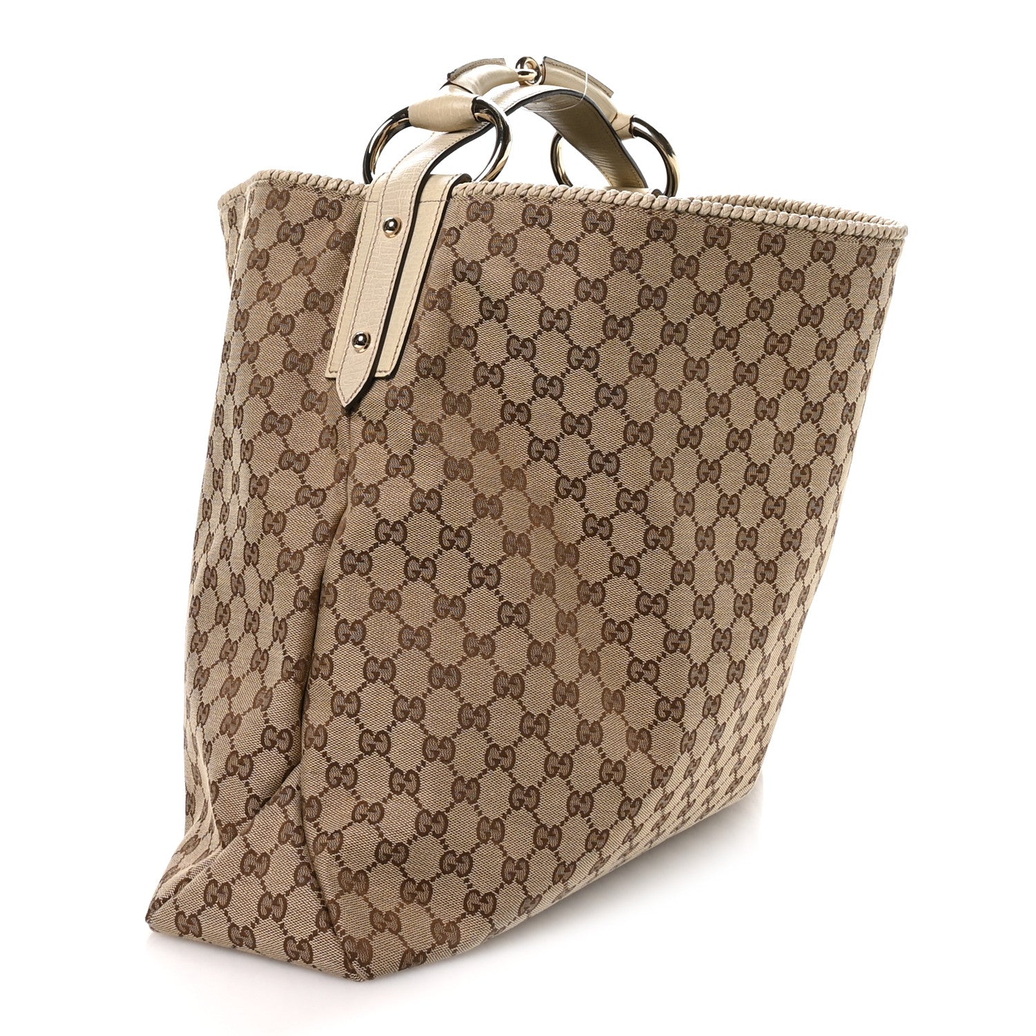 Gucci Monogram Large Horsebit Chain Hobo Off White 3 of 10