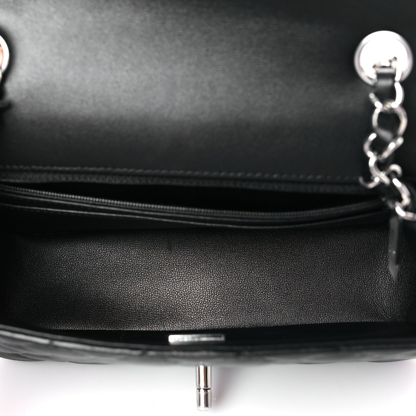 Lambskin Quilted Mini Rectangular Flap Black