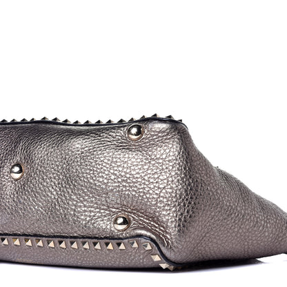 Valentino Garavani Metallic Alce Printed Calfskin Medium Rockstud Tote Sasso 9 of 9