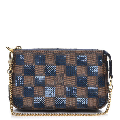 Louis Vuitton Damier Paillettes Mini Pochette Accessories Blue 1 of 11