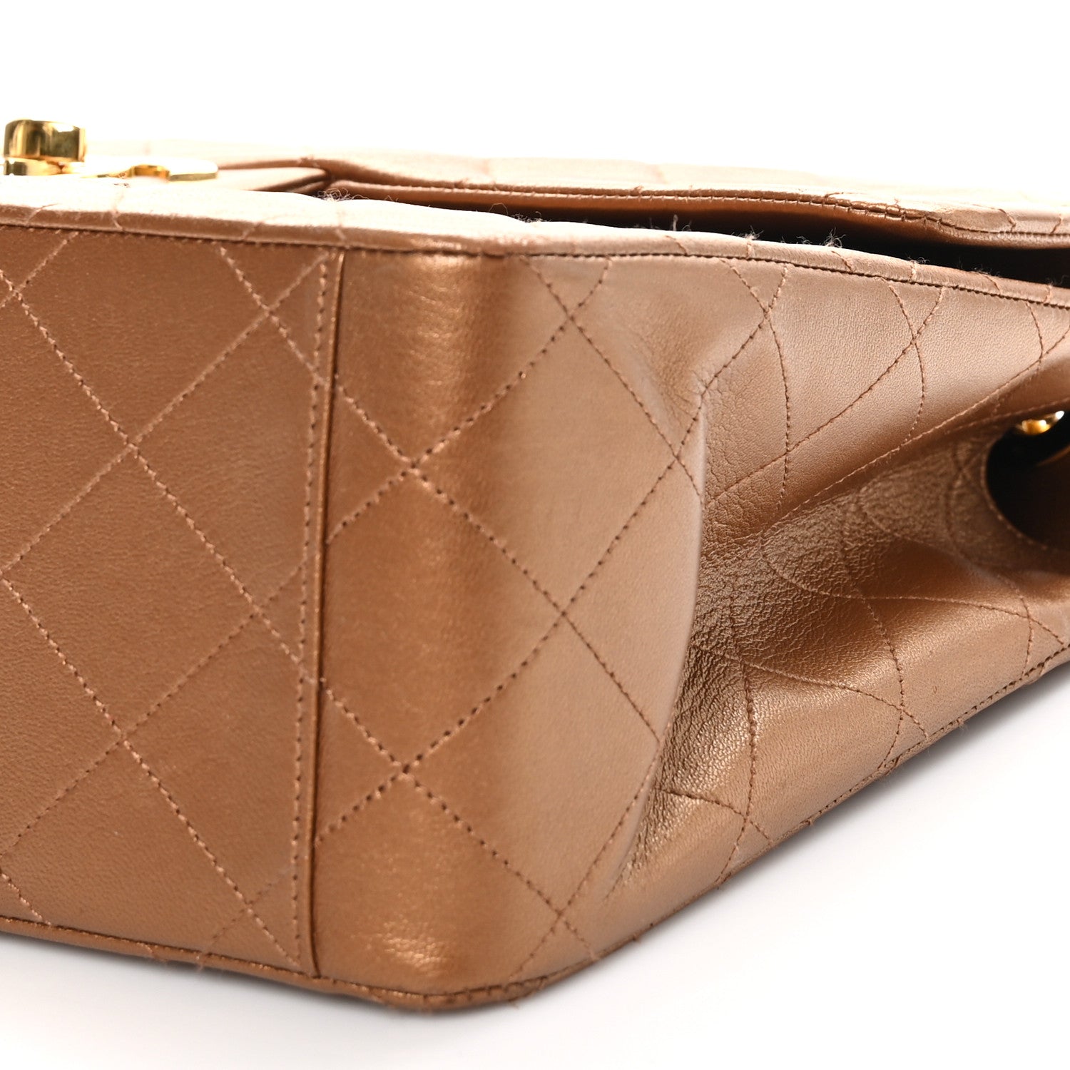 Chanel Metallic Lambskin Quilted XL Jumbo Single Flap Bronze 10 of 11