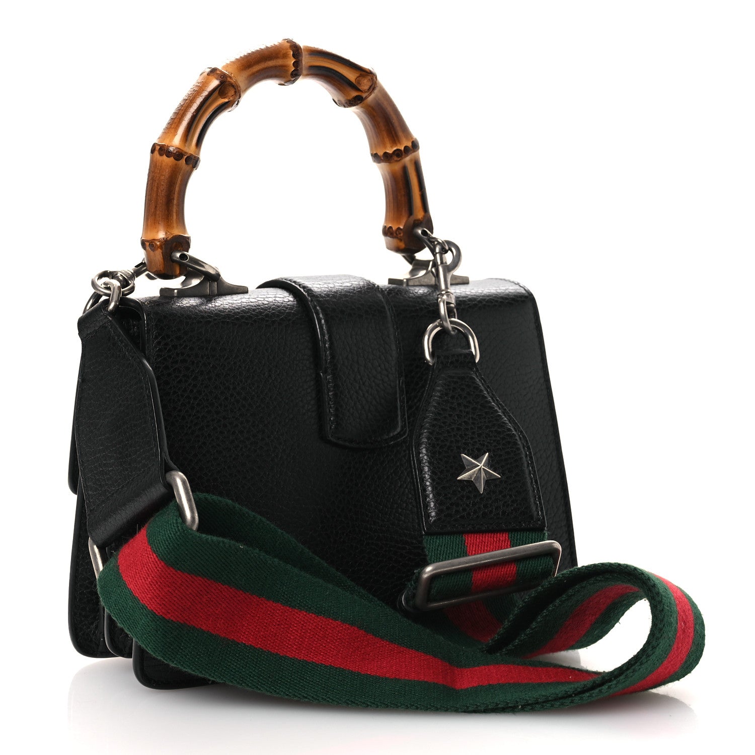 Gucci Dollar Calfskin Crystal Web Mini Dionysus Bamboo Top Handle Bag Black Diamond 3 of 11