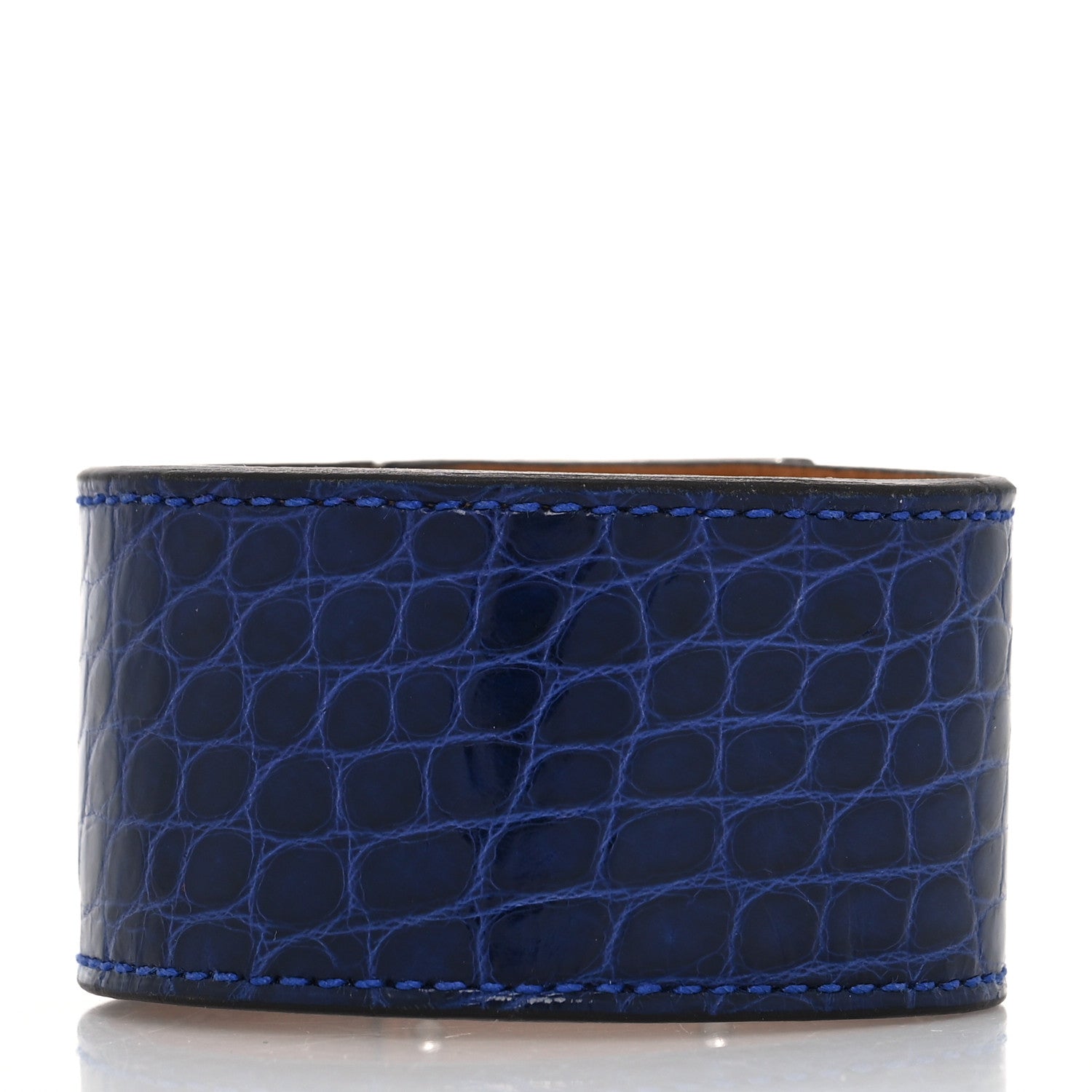 Hermes Shiny Alligator Kelly Dog Cuff T2 Bleu Electrique 3 of 5