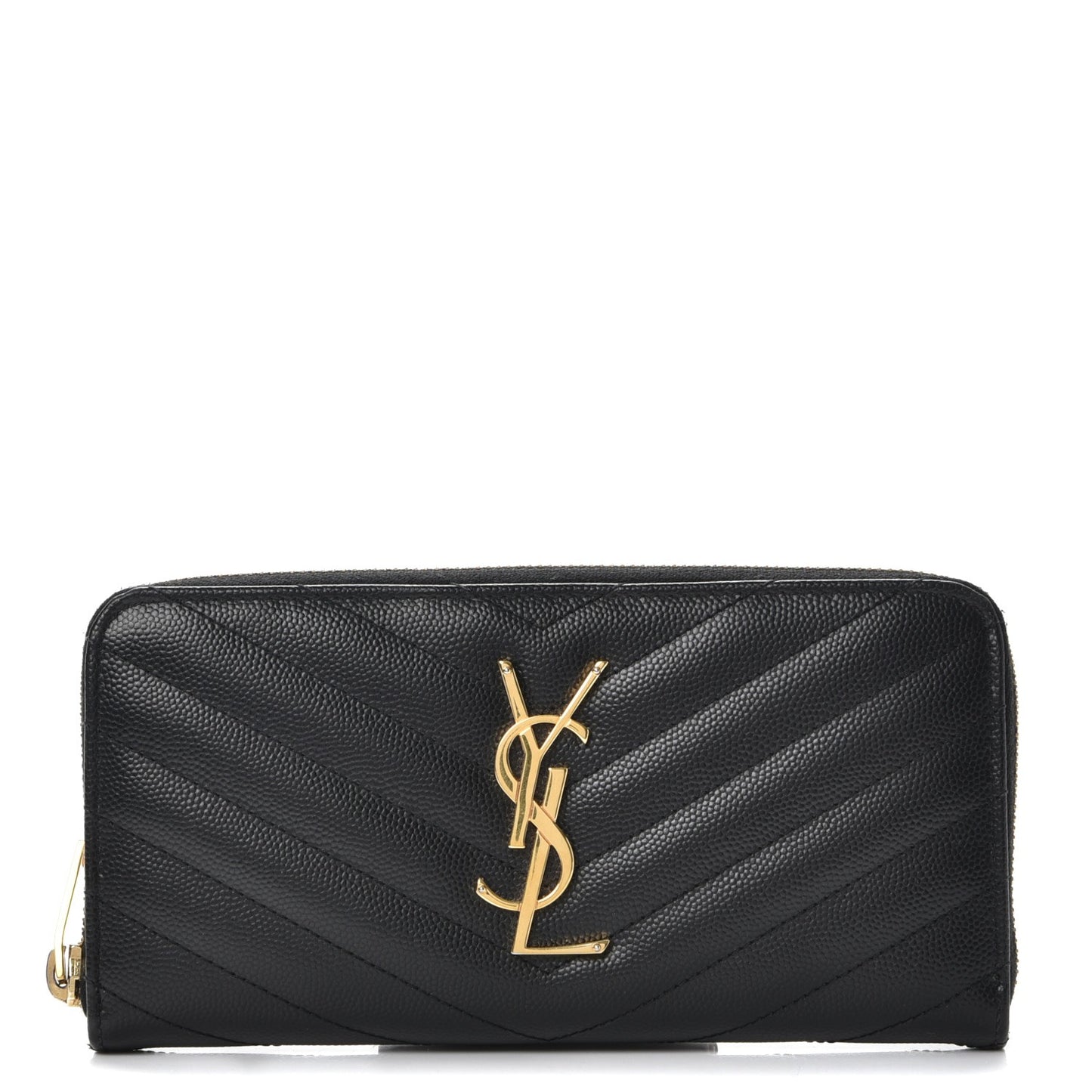 Grain De Poudre Matelasse Chevron Monogram Zip Around Wallet Black