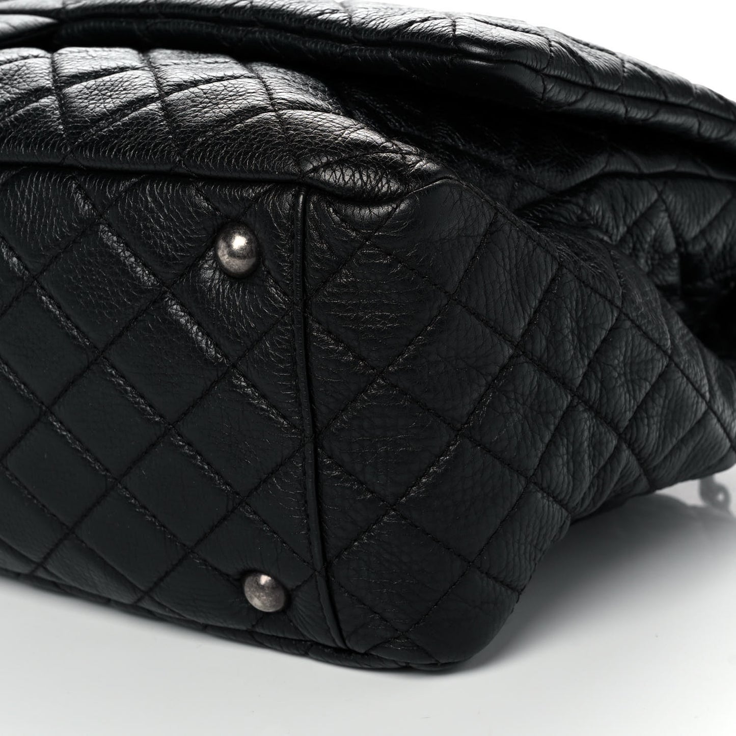 Calfskin Quilted XXL Travel Flap Bag Black