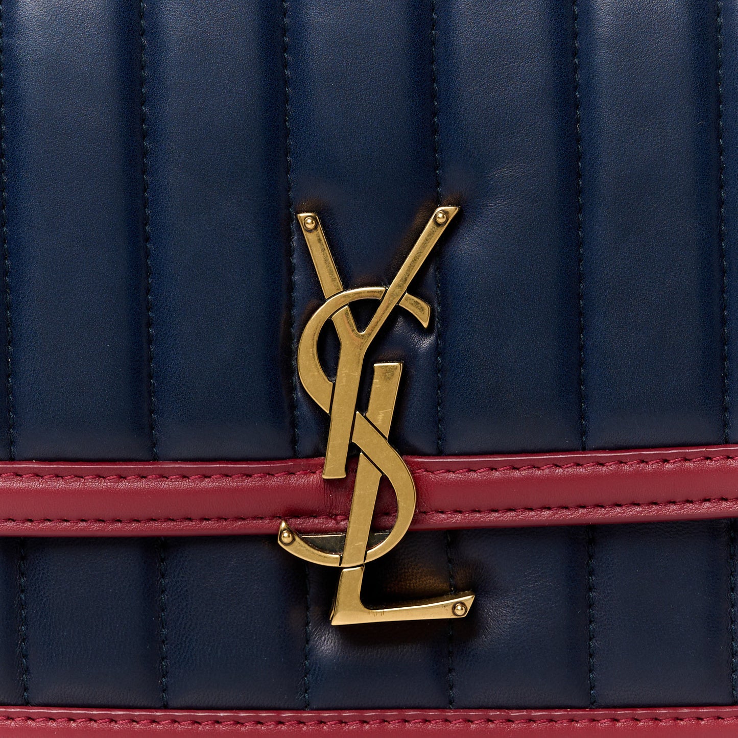 Calfskin Matelasse Monogram Chain Bag Red Navy