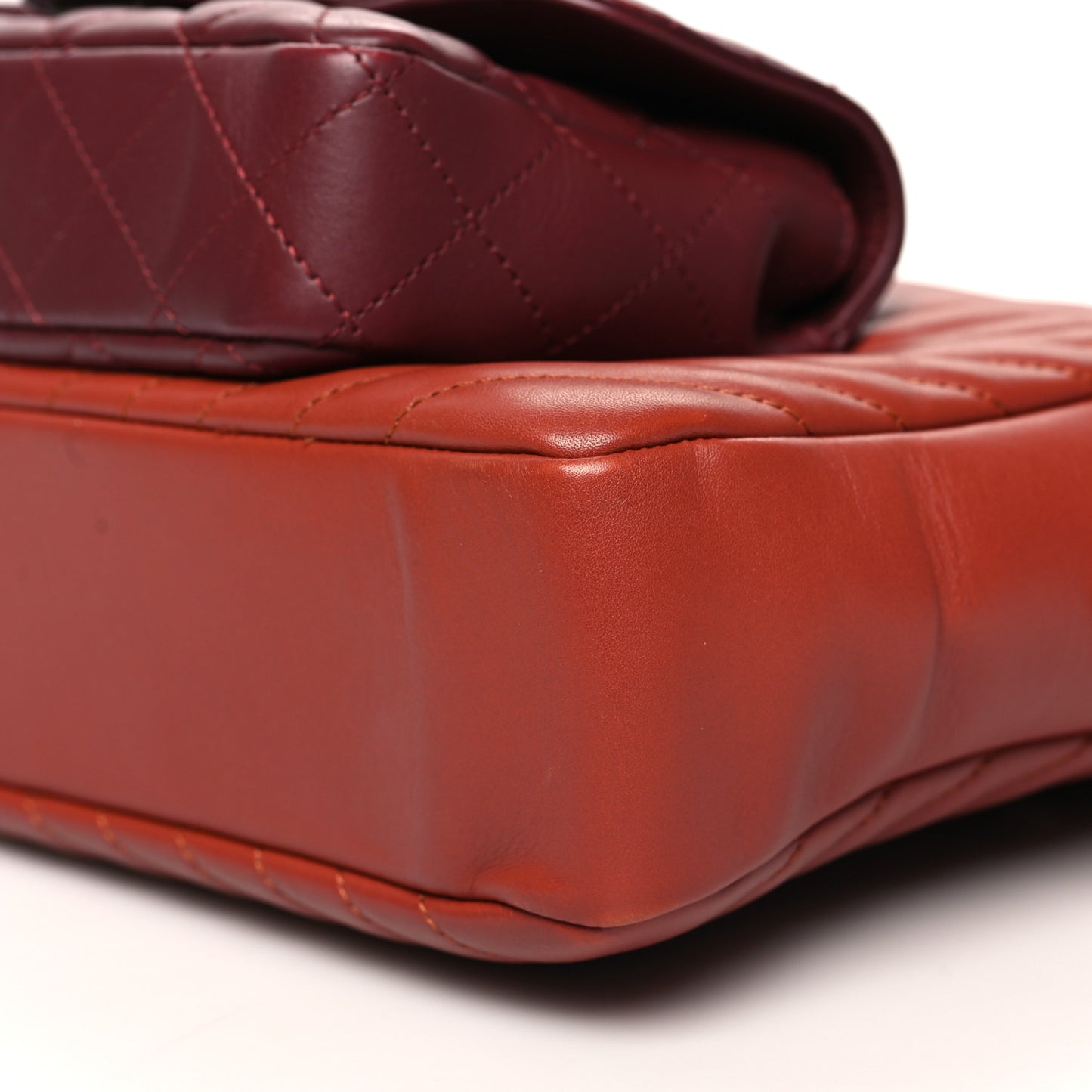 Calfskin Chevron Quilted Double Camera Bag With Flap Red