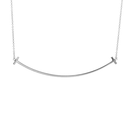 Tiffany Sterling Silver Large T Smile Pendant Necklace 4 of 7