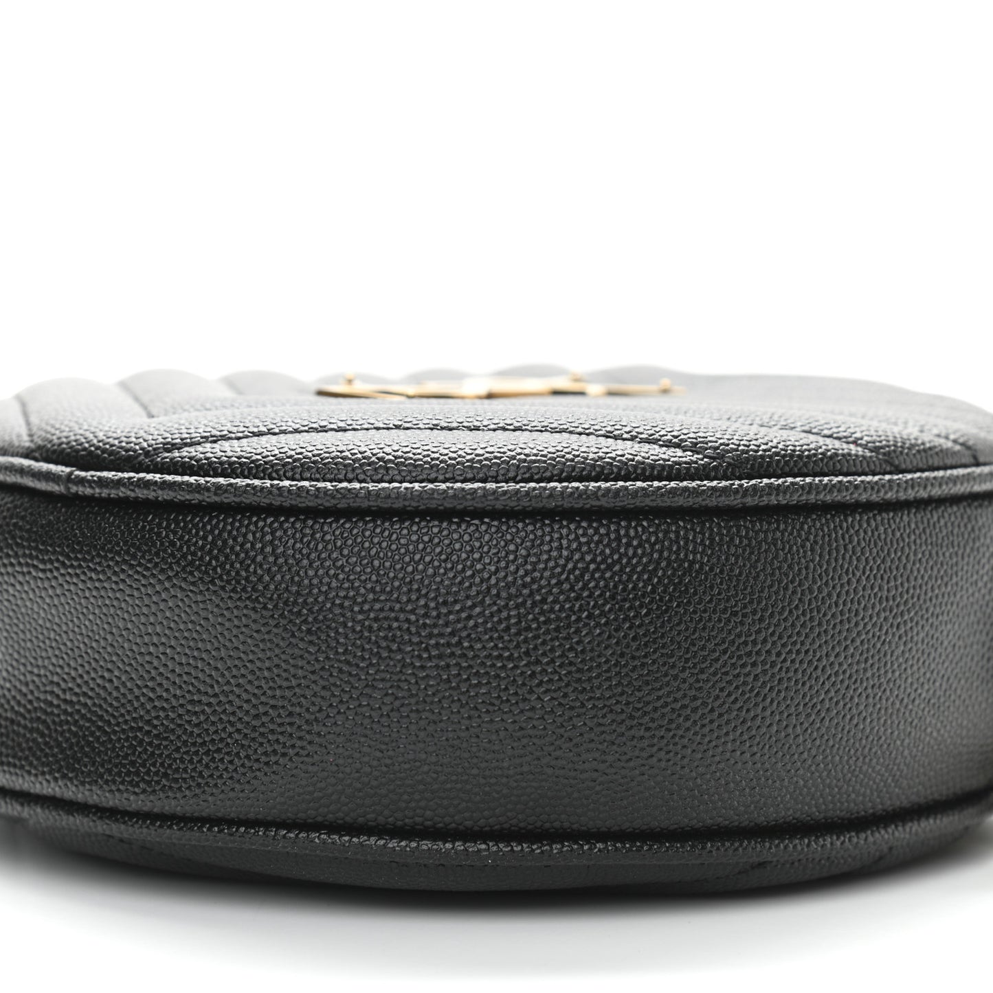 Grain De Poudre Matelasse Chevron Quilted Round Vinyle Camera Bag Black