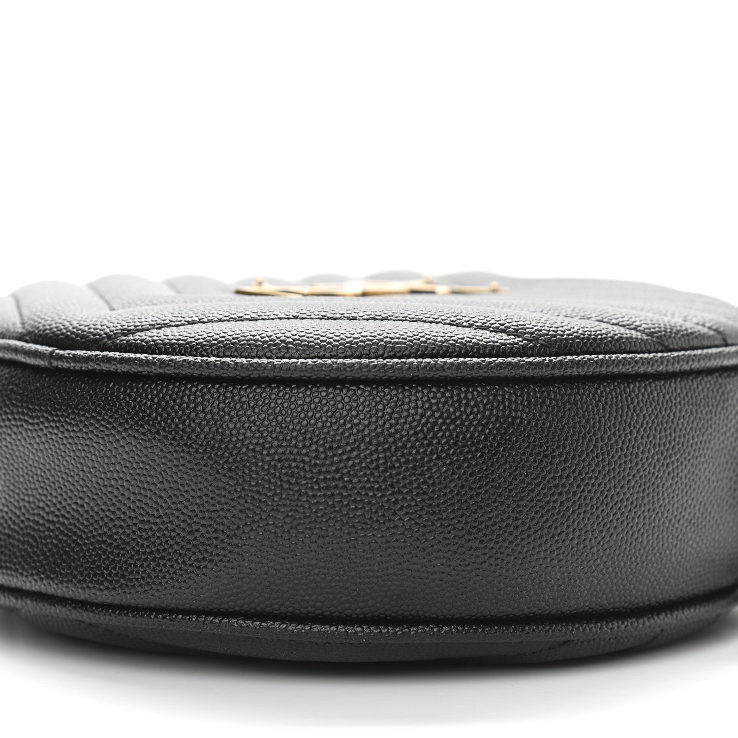 Saint Laurent Grain De Poudre Matelasse Chevron Quilted Round Vinyle Camera Bag Black 10 of 10