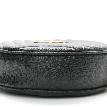 Saint Laurent Grain De Poudre Matelasse Chevron Quilted Round Vinyle Camera Bag Black 10 of 10