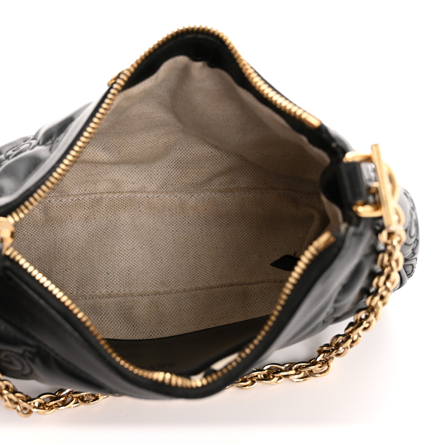 Gucci Calfskin GG Matelasse Chain Handbag Black Natural 5 of 13