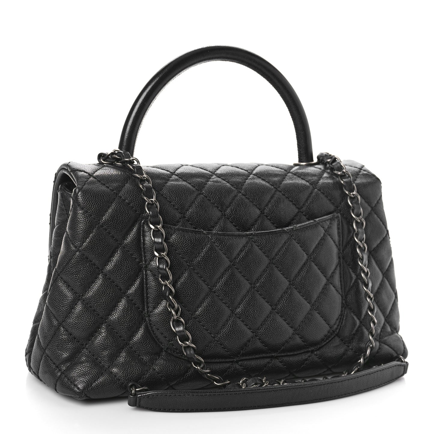 Caviar Quilted Small Coco Handle Flap Black