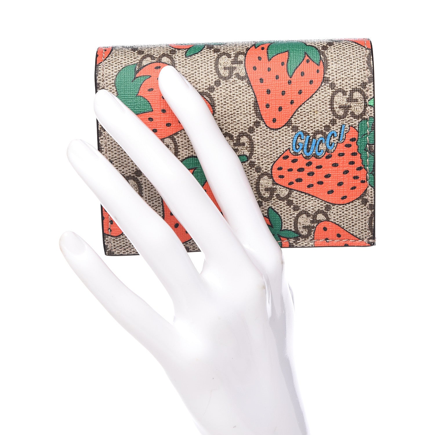 Gucci GG Supreme Monogram Strawberry Card Case 2 of 7